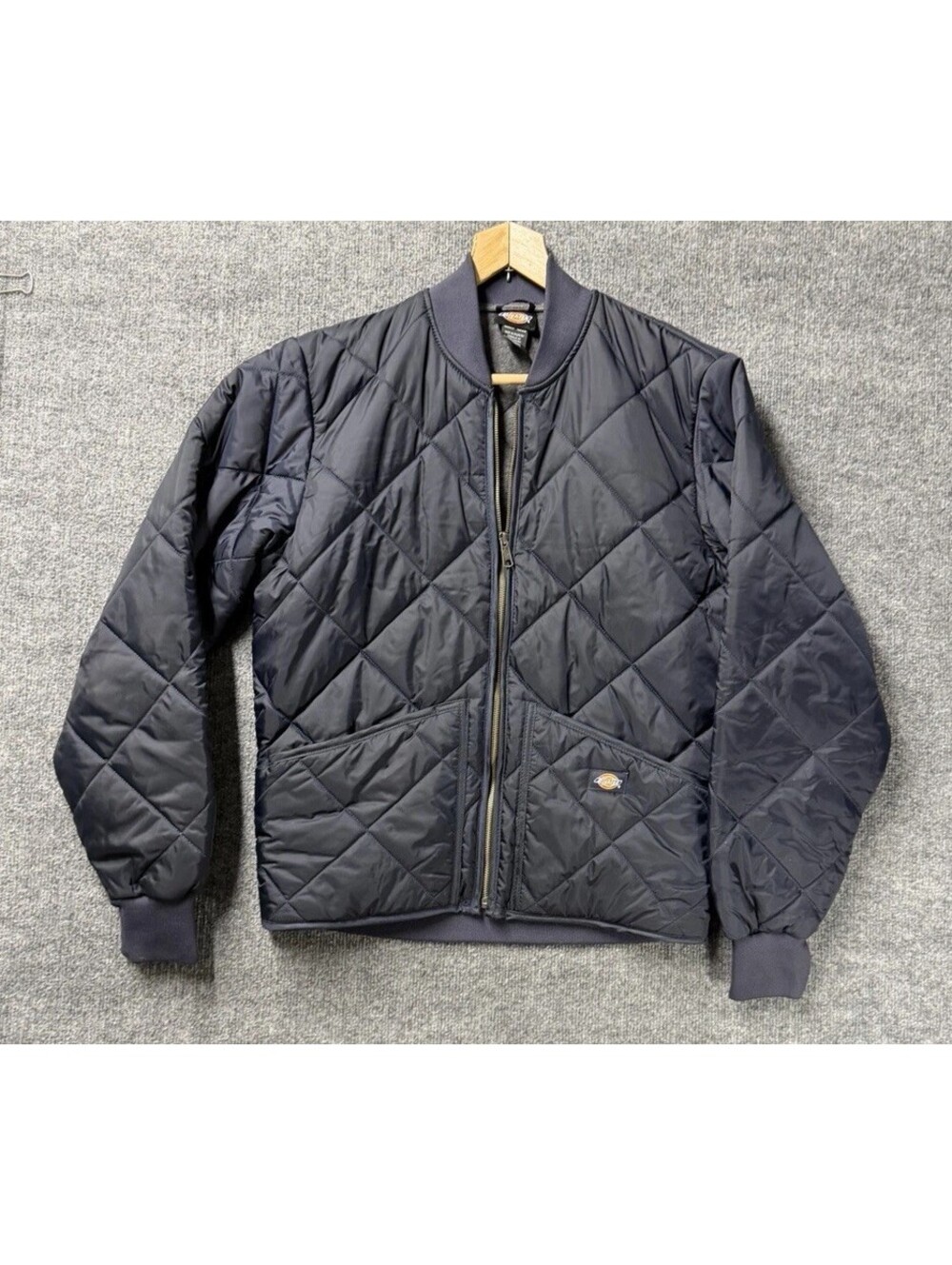 Dickies Navy Quilted Bomber Jacket Diamond Stitch Workwear Small See Pics 👀